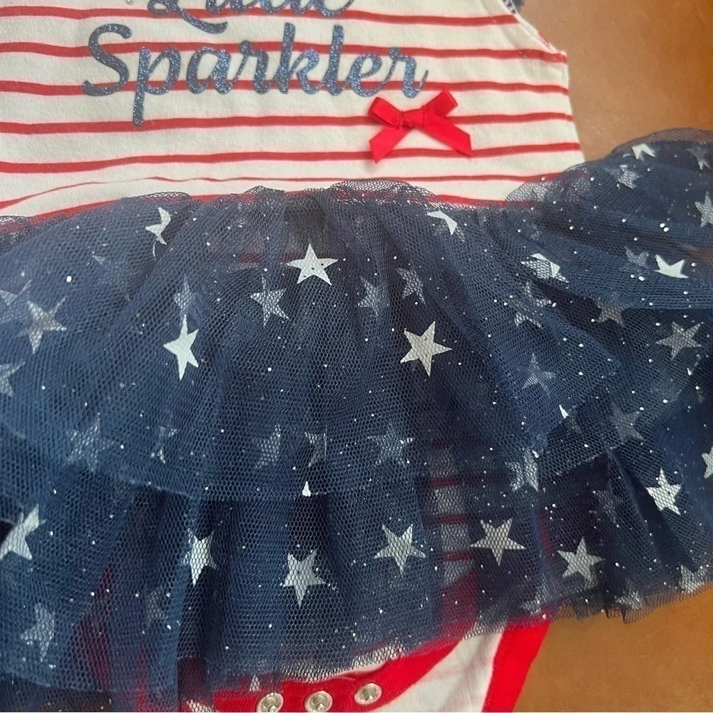 Baby Starters Baby Girl 3M Infant Red Stripe 4th of July Romper Bodysuit